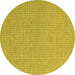 Round Abstract Yellow Contemporary Rug, con2164yw