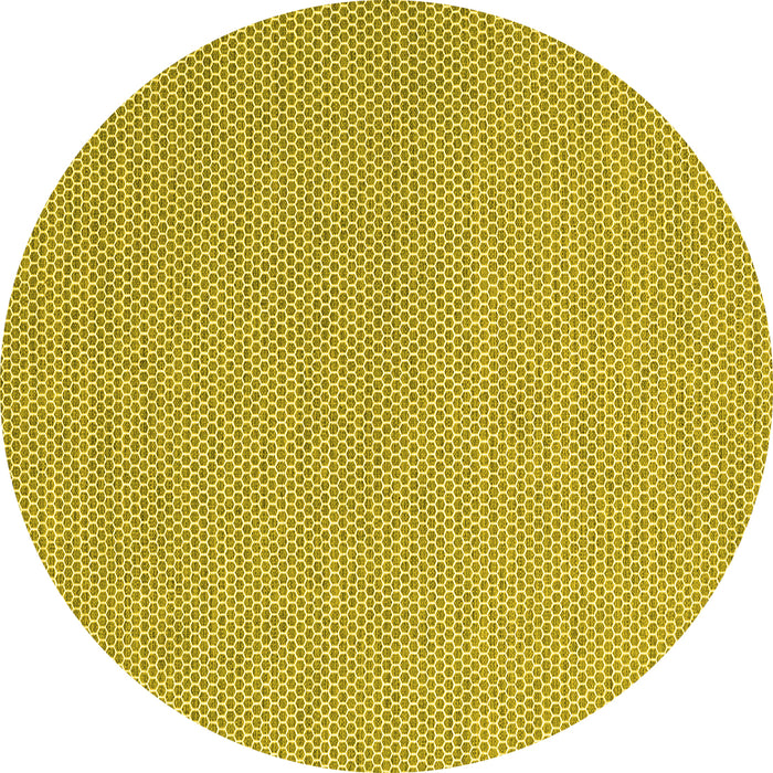 Round Machine Washable Abstract Yellow Contemporary Rug, wshcon2164yw