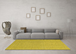 Machine Washable Abstract Yellow Contemporary Rug in a Living Room, wshcon2164yw
