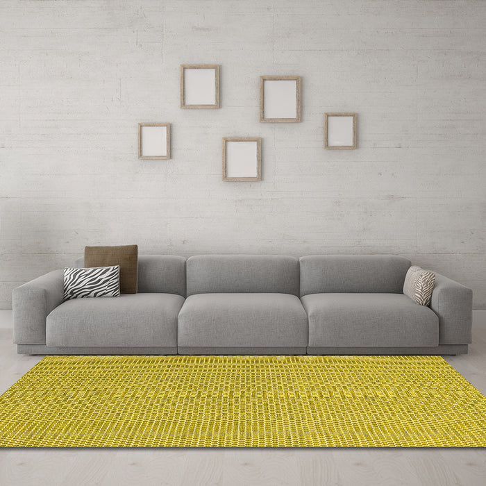 Machine Washable Abstract Yellow Contemporary Rug in a Living Room, wshcon2164yw
