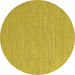 Round Machine Washable Abstract Yellow Contemporary Rug, wshcon2165yw