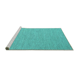 Sideview of Machine Washable Abstract Turquoise Contemporary Area Rugs, wshcon2165turq