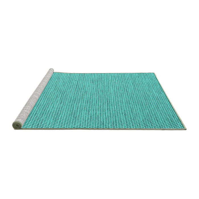Sideview of Machine Washable Abstract Turquoise Contemporary Area Rugs, wshcon2165turq