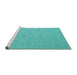 Sideview of Machine Washable Abstract Turquoise Contemporary Area Rugs, wshcon2165turq