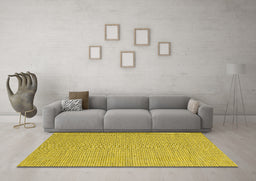 Machine Washable Abstract Yellow Contemporary Rug in a Living Room, wshcon2165yw