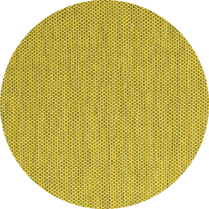 Round Abstract Yellow Contemporary Rug, con2165yw