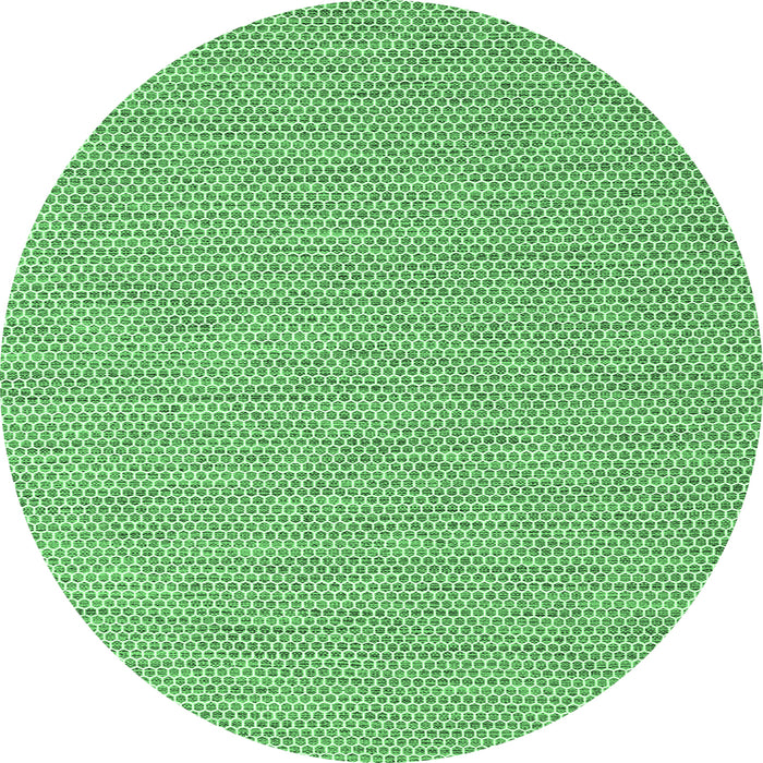 Round Machine Washable Abstract Emerald Green Contemporary Area Rugs, wshcon2165emgrn