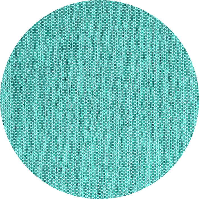 Round Machine Washable Abstract Turquoise Contemporary Area Rugs, wshcon2165turq