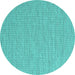 Round Machine Washable Abstract Turquoise Contemporary Area Rugs, wshcon2165turq