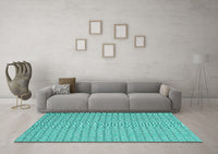 Machine Washable Abstract Turquoise Contemporary Rug, wshcon2166turq