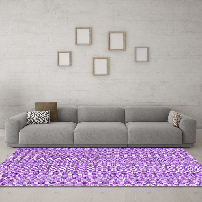 Machine Washable Abstract Purple Contemporary Area Rugs in a Living Room, wshcon2166pur