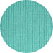 Round Machine Washable Abstract Turquoise Contemporary Area Rugs, wshcon2166turq