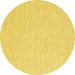 Round Machine Washable Solid Yellow Modern Rug, wshcon2167yw