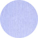 Round Machine Washable Solid Blue Modern Rug, wshcon2167blu