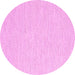 Round Machine Washable Solid Pink Modern Rug, wshcon2167pnk