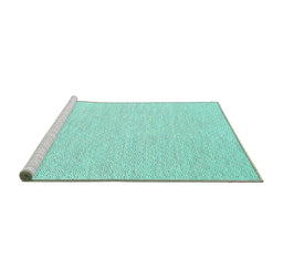 Sideview of Machine Washable Solid Turquoise Modern Area Rugs, wshcon2167turq