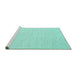 Sideview of Machine Washable Solid Turquoise Modern Area Rugs, wshcon2167turq