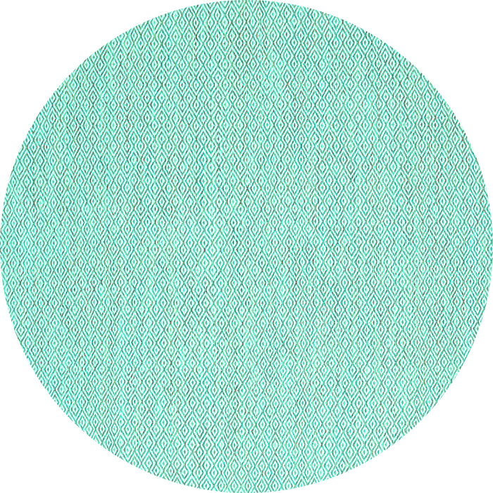 Round Machine Washable Solid Turquoise Modern Area Rugs, wshcon2167turq