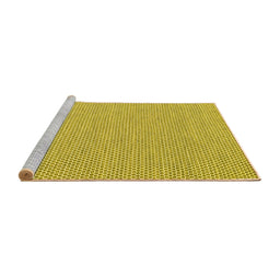Sideview of Machine Washable Abstract Yellow Contemporary Rug, wshcon2168yw