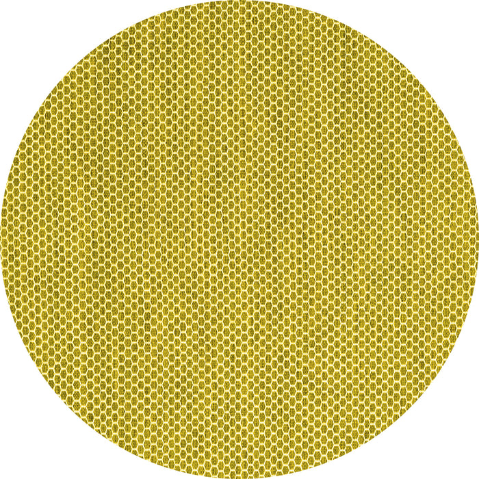 Round Machine Washable Abstract Yellow Contemporary Rug, wshcon2168yw