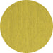 Round Machine Washable Abstract Yellow Contemporary Rug, wshcon2168yw