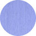 Round Abstract Blue Contemporary Rug, con2168blu