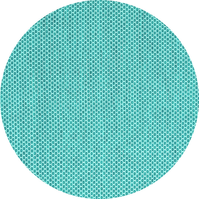 Round Machine Washable Abstract Turquoise Contemporary Area Rugs, wshcon2168turq