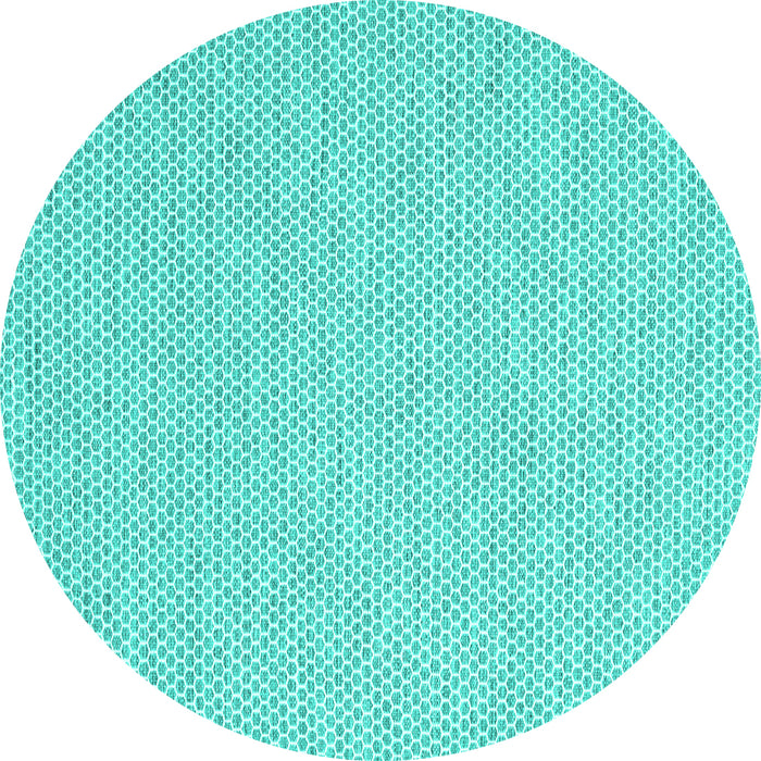 Round Machine Washable Abstract Turquoise Contemporary Area Rugs, wshcon2169turq