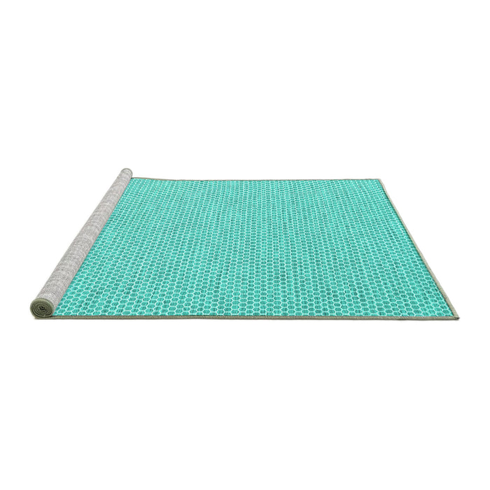 Sideview of Machine Washable Abstract Turquoise Contemporary Area Rugs, wshcon2169turq