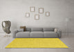 Machine Washable Abstract Yellow Contemporary Rug in a Living Room, wshcon2169yw