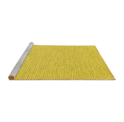 Sideview of Machine Washable Abstract Yellow Contemporary Rug, wshcon2169yw