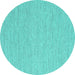 Round Abstract Turquoise Contemporary Rug, con2170turq