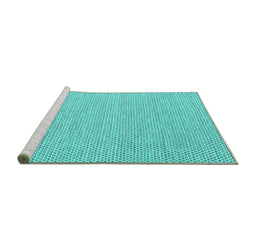Sideview of Machine Washable Abstract Turquoise Contemporary Area Rugs, wshcon2170turq