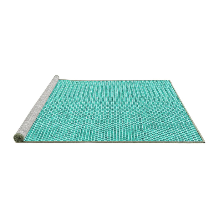 Sideview of Machine Washable Abstract Turquoise Contemporary Area Rugs, wshcon2170turq