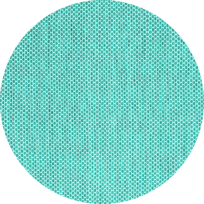 Round Machine Washable Abstract Turquoise Contemporary Area Rugs, wshcon2170turq