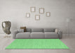 Machine Washable Abstract Emerald Green Contemporary Area Rugs in a Living Room,, wshcon2170emgrn