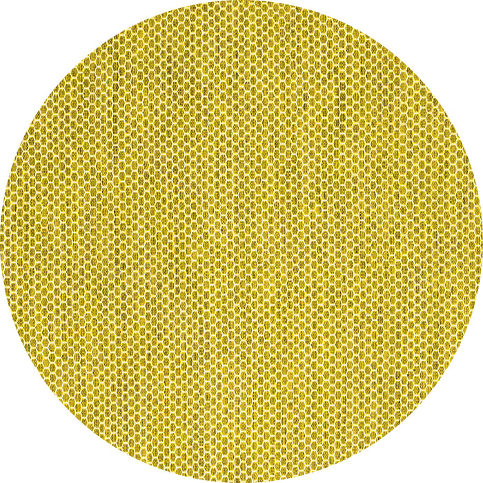 Round Machine Washable Abstract Yellow Contemporary Rug, wshcon2170yw