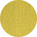 Round Machine Washable Abstract Yellow Contemporary Rug, wshcon2170yw