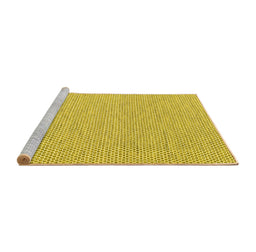 Sideview of Machine Washable Abstract Yellow Contemporary Rug, wshcon2170yw