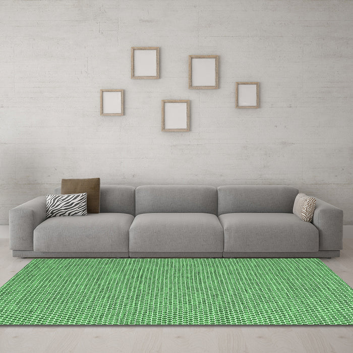 Machine Washable Abstract Emerald Green Contemporary Area Rugs in a Living Room,, wshcon2171emgrn