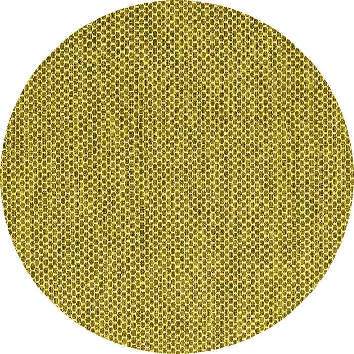 Round Machine Washable Abstract Yellow Contemporary Rug, wshcon2171yw