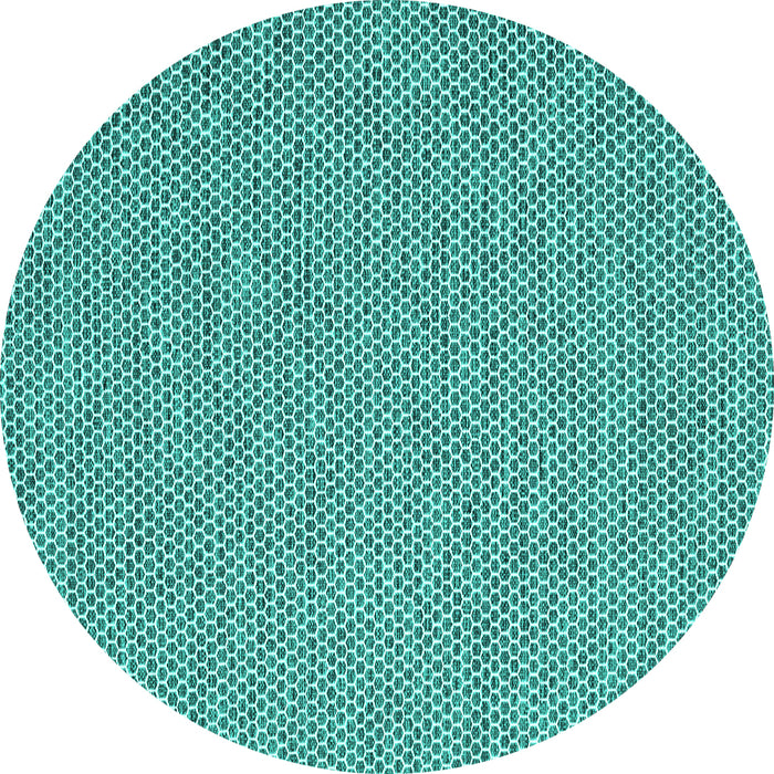 Round Machine Washable Abstract Turquoise Contemporary Area Rugs, wshcon2171turq