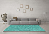 Machine Washable Abstract Turquoise Contemporary Rug, wshcon2171turq