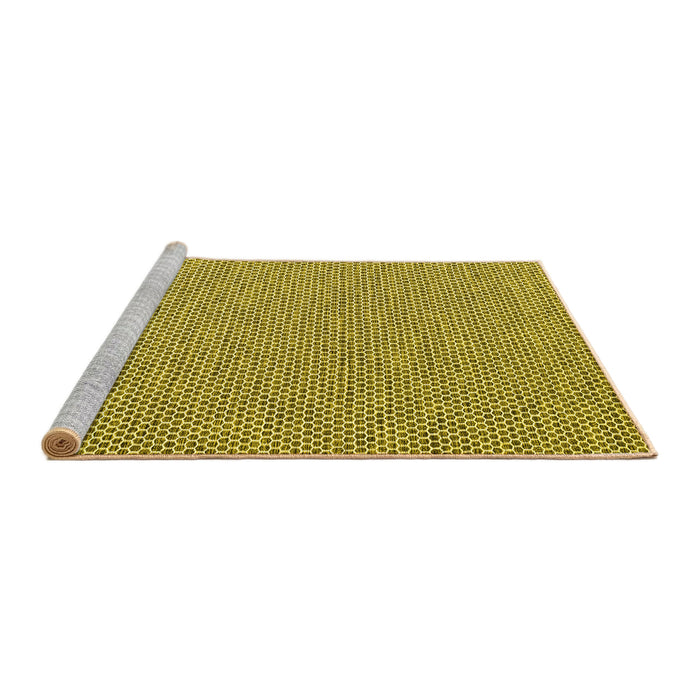 Sideview of Machine Washable Abstract Yellow Contemporary Rug, wshcon2171yw