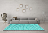 Machine Washable Abstract Turquoise Contemporary Rug, wshcon2172turq