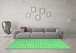 Machine Washable Abstract Green Contemporary Area Rugs in a Living Room,, wshcon2172grn