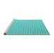 Sideview of Machine Washable Abstract Turquoise Contemporary Area Rugs, wshcon2172turq