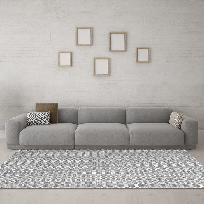 Machine Washable Abstract Gray Contemporary Rug in a Living Room,, wshcon2172gry