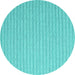 Round Machine Washable Abstract Turquoise Contemporary Area Rugs, wshcon2172turq