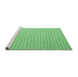 Sideview of Machine Washable Abstract Emerald Green Contemporary Area Rugs, wshcon2172emgrn